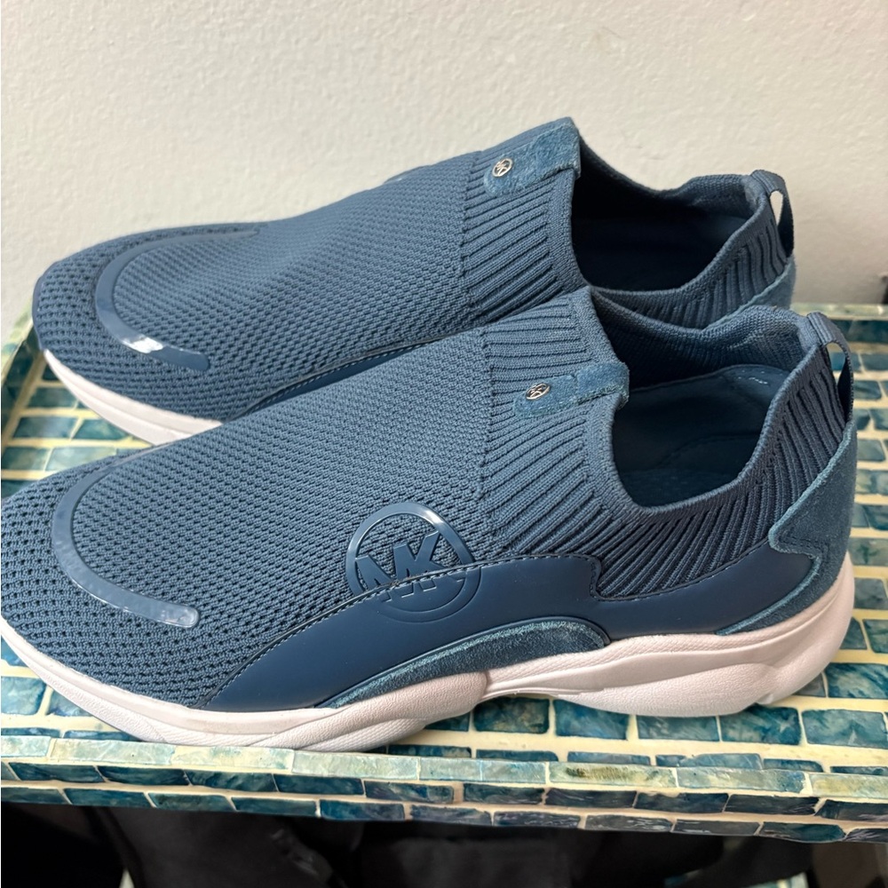 Michael Kors Men's Slate Blue Slip-On Knit Sneakers